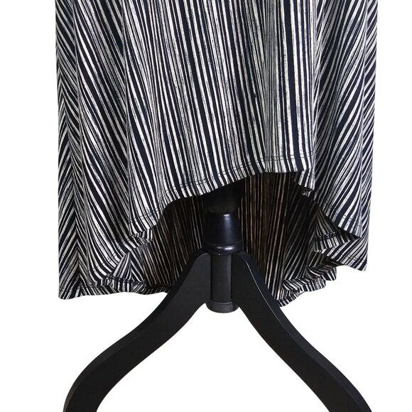 Maeve Anthropologie Black Cream Diagonal Stripe Maxi Dress XS Asymmetrical Wrap - Picture 3 of 11